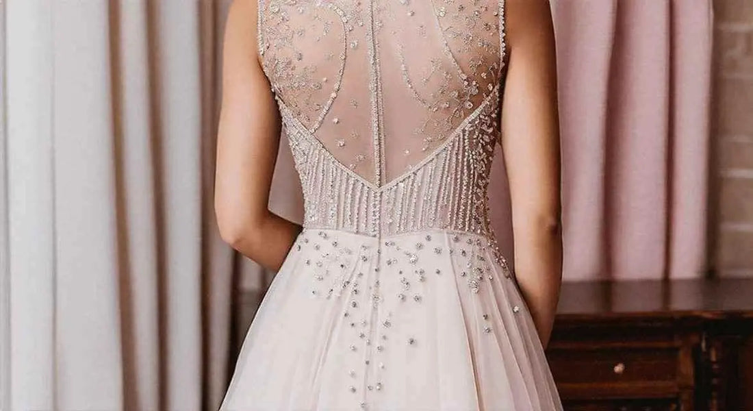 Stunning A-Line Dresses with Exquisite Beadwork and See-Through Necklines - Plush Fashion Shop