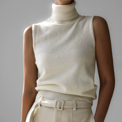 Knitted Sleeveless Vest Autumn High Neck Vest Sweater Minimalist Vest Top Women Bella Mia