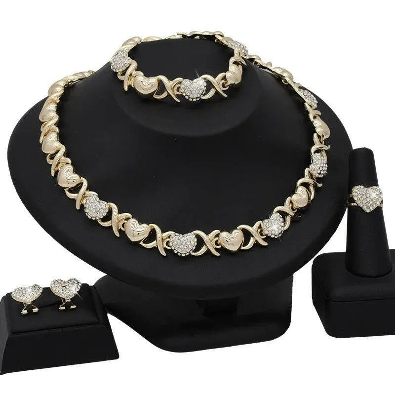 Dubai 18K Gold Heart-shaped Jewelry Suit.