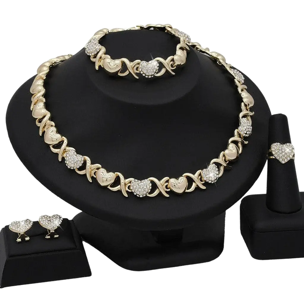18K Gold Heart-Shaped Jewelry Suit Plush Fashion Shop