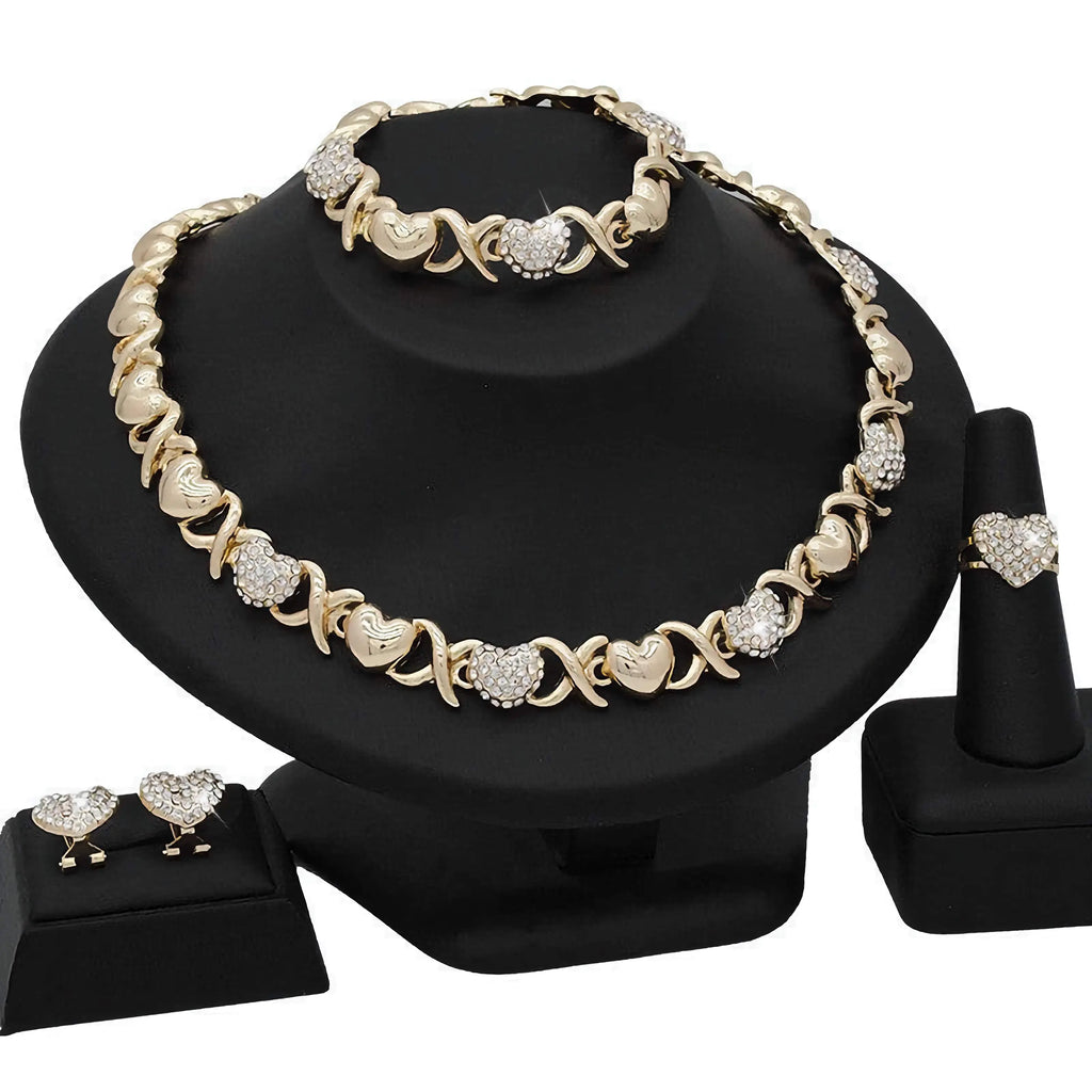 18K Gold Heart-Shaped Jewelry Suit Plush Fashion Shop