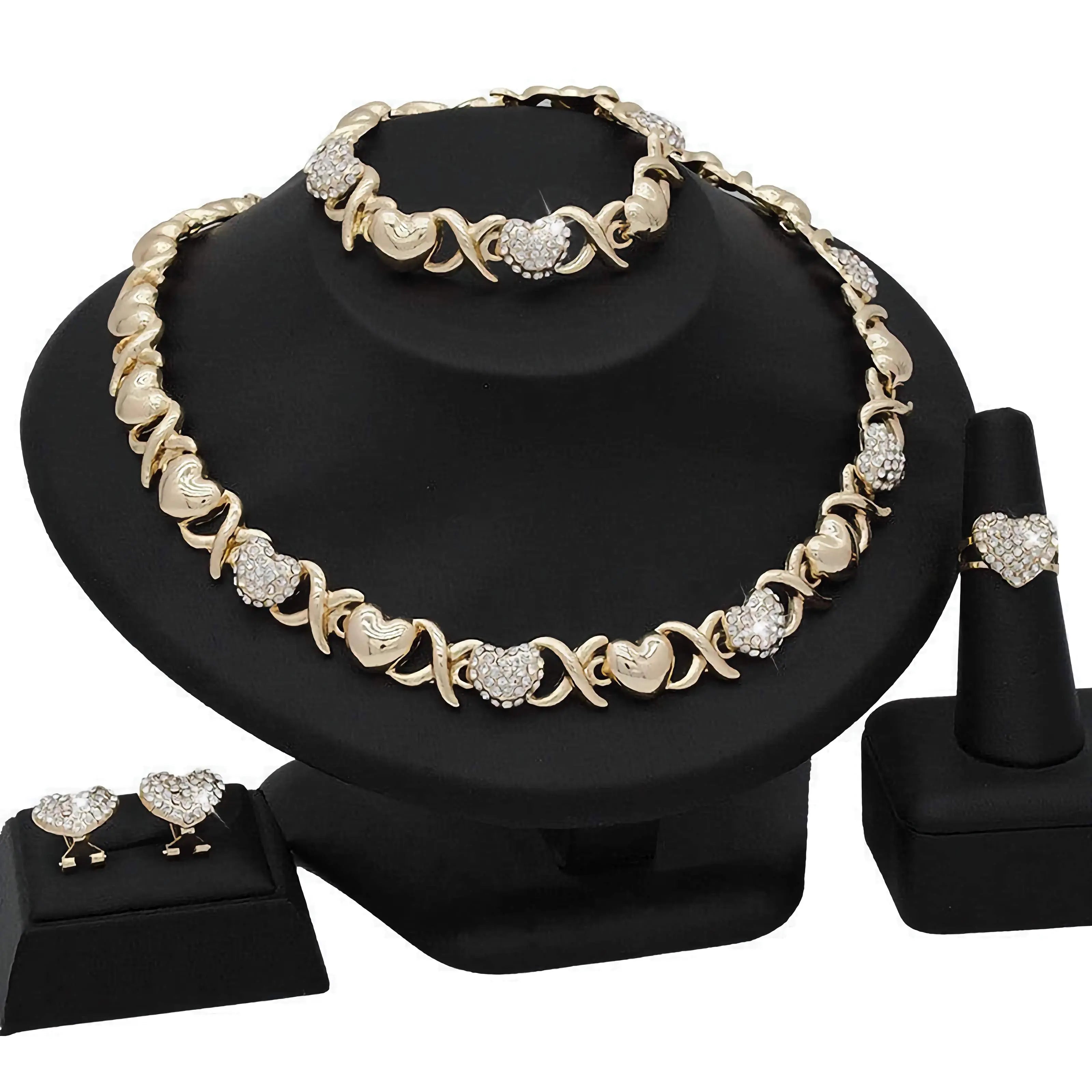 18K Gold Heart-Shaped Jewelry Suit Plush Fashion Shop