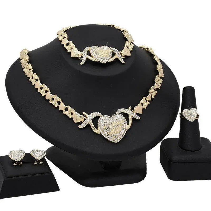 Dubai 18K Gold Heart-shaped Jewelry Suit.