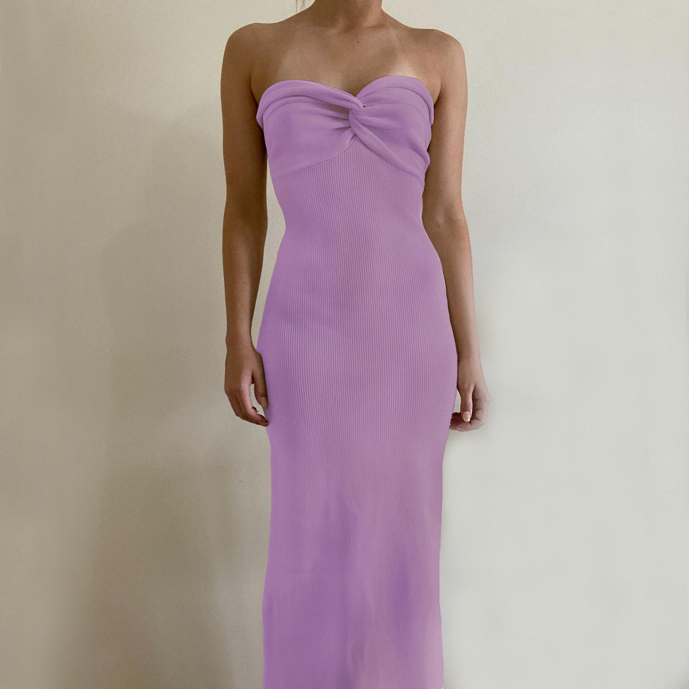 Women's Off-Shoulder Irregular Hem Knitted Maxi Dress