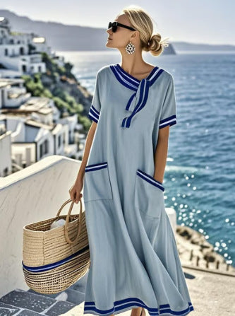 Women's Casual Loose Fit Solid Color A-Line Dress