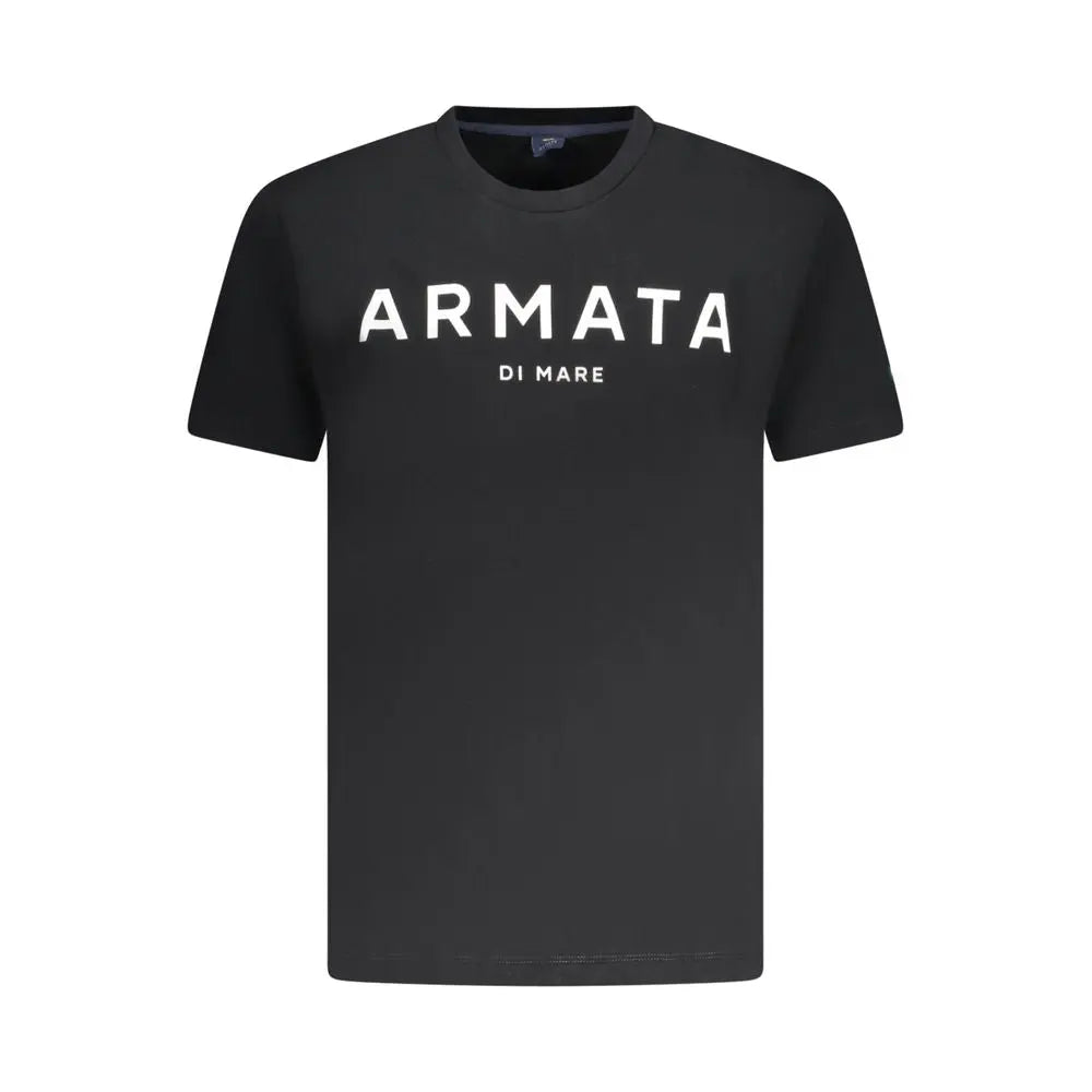 Armata Di Mare Black Cotton Men T-Shirt Plush Fashion Hub