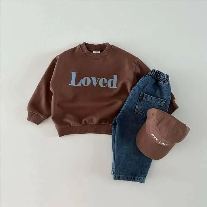 Baby Children Comfortable Letter Crew Neck Top.