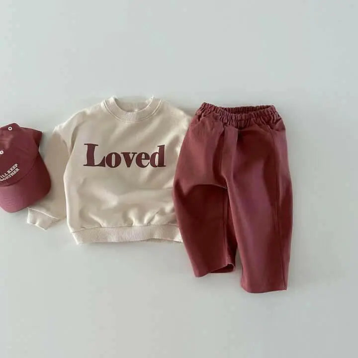 Baby Children Comfortable Letter Crew Neck Top.