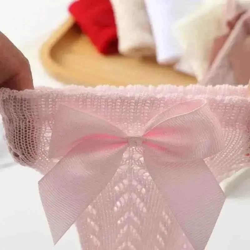 Baby Girls Long Bow Socks - Stylish and Comfortable Footwear for Little Fashionistas.