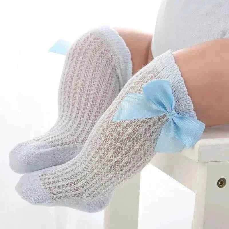 Baby Girls Long Bow Socks - Stylish and Comfortable Footwear for Little Fashionistas.