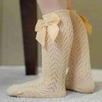 Baby Girls Long Bow Socks - Stylish and Comfortable Footwear for Little Fashionistas.