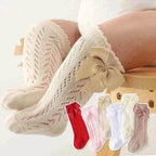 Baby Girls Long Bow Socks - Stylish and Comfortable Footwear for Little Fashionistas.