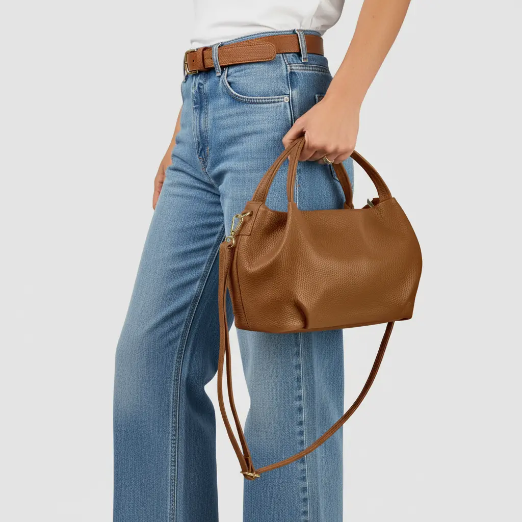 Calf Leather Top-Handle Bag TAKEASY