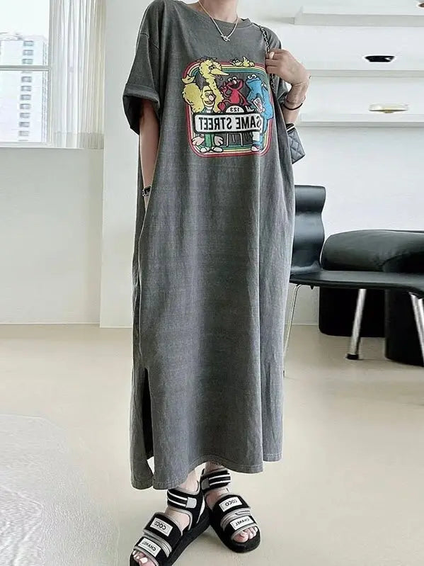 Cartoon Print Loose Dress PAINEVIDA 33.99