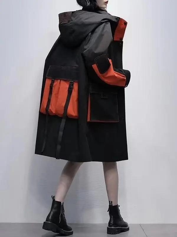 Casual Hooded Contrast Color Padded Coat Plush Fashion Hub