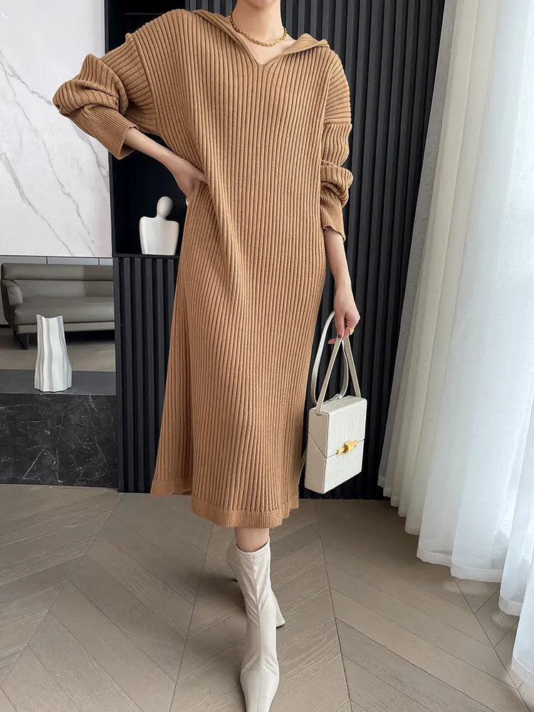 Casual Hooded Knitted Long Dress PAINEVIDA 34.99
