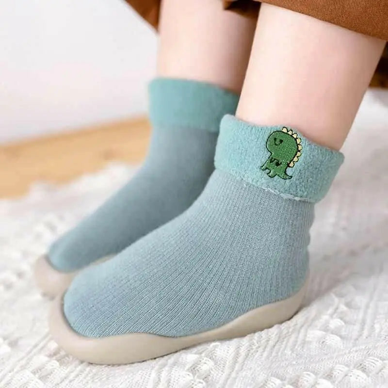 Children's Fall Winter Indoor Non-slip Plus Velvet Thick Toddler Socks.