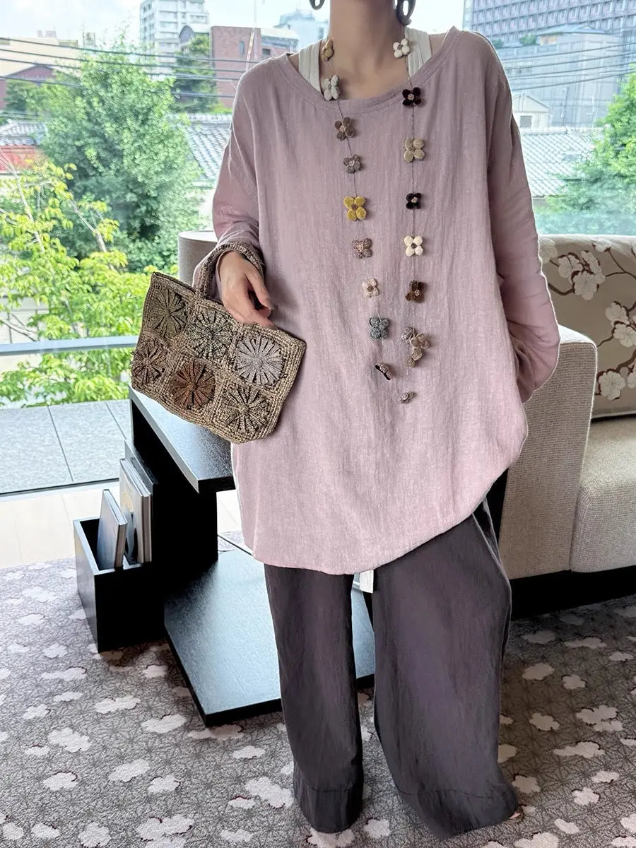 Cotton And Linen Breathable Lazy Thin Shirt Plush Fashion Hub