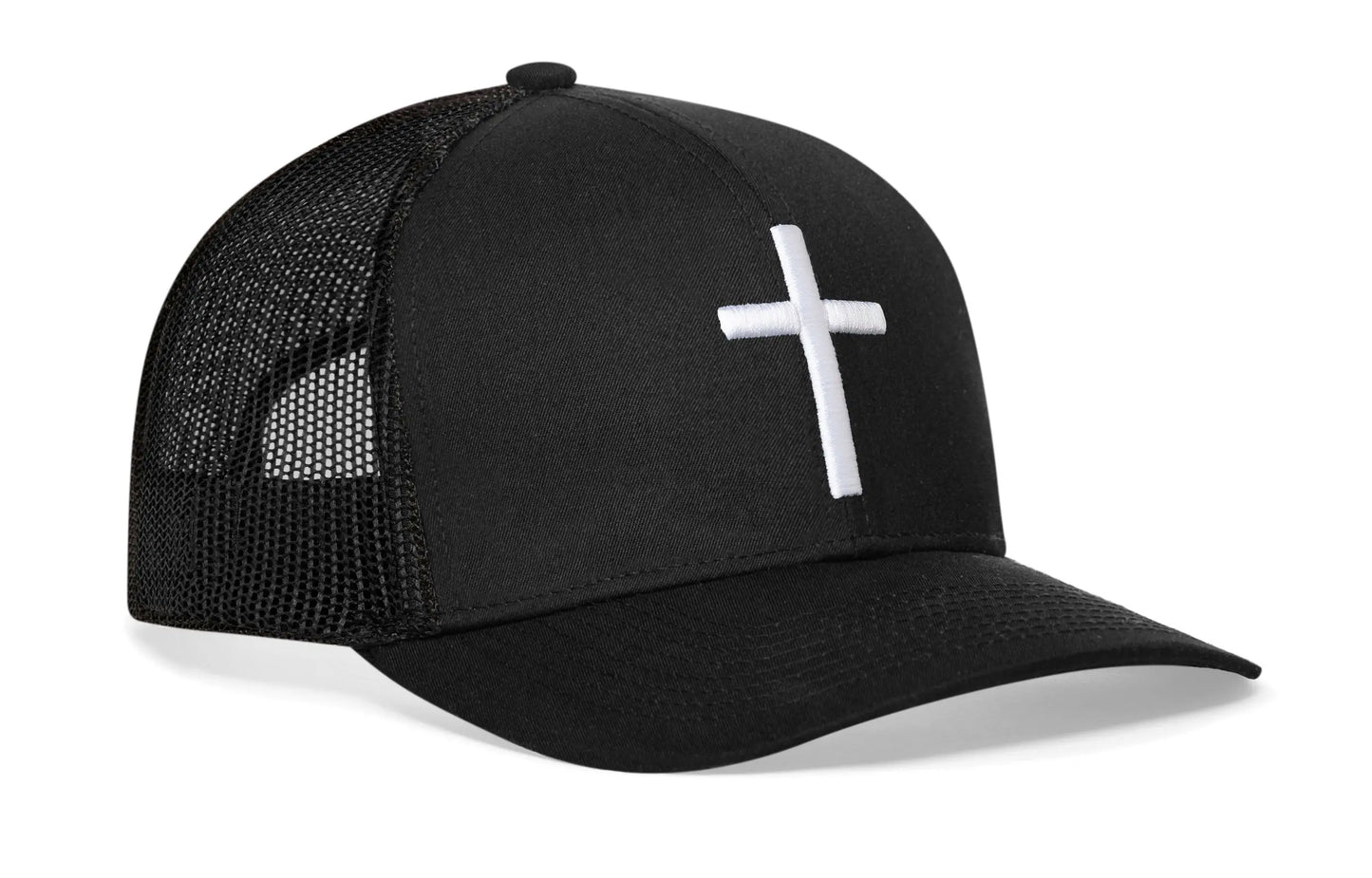 Cross Trucker Hat  |  Black Christian 3D Puff Snapback Plush Fashion Hub