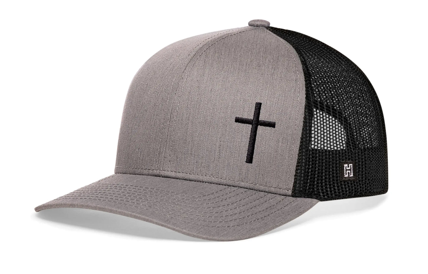Cross Trucker Hat  |  Gray Black Christian Snapback Plush Fashion Hub