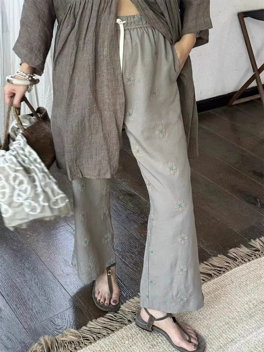 Custom-Made Tencel Cotton And Linen Flared Trousers Plush Fashion Hub