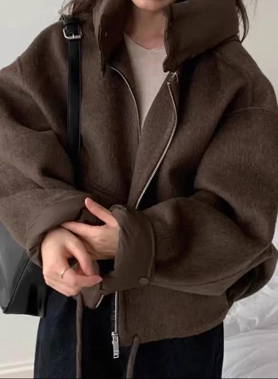 Cute Down Hooded Cashmere Short Coat Plush Fashion Hub