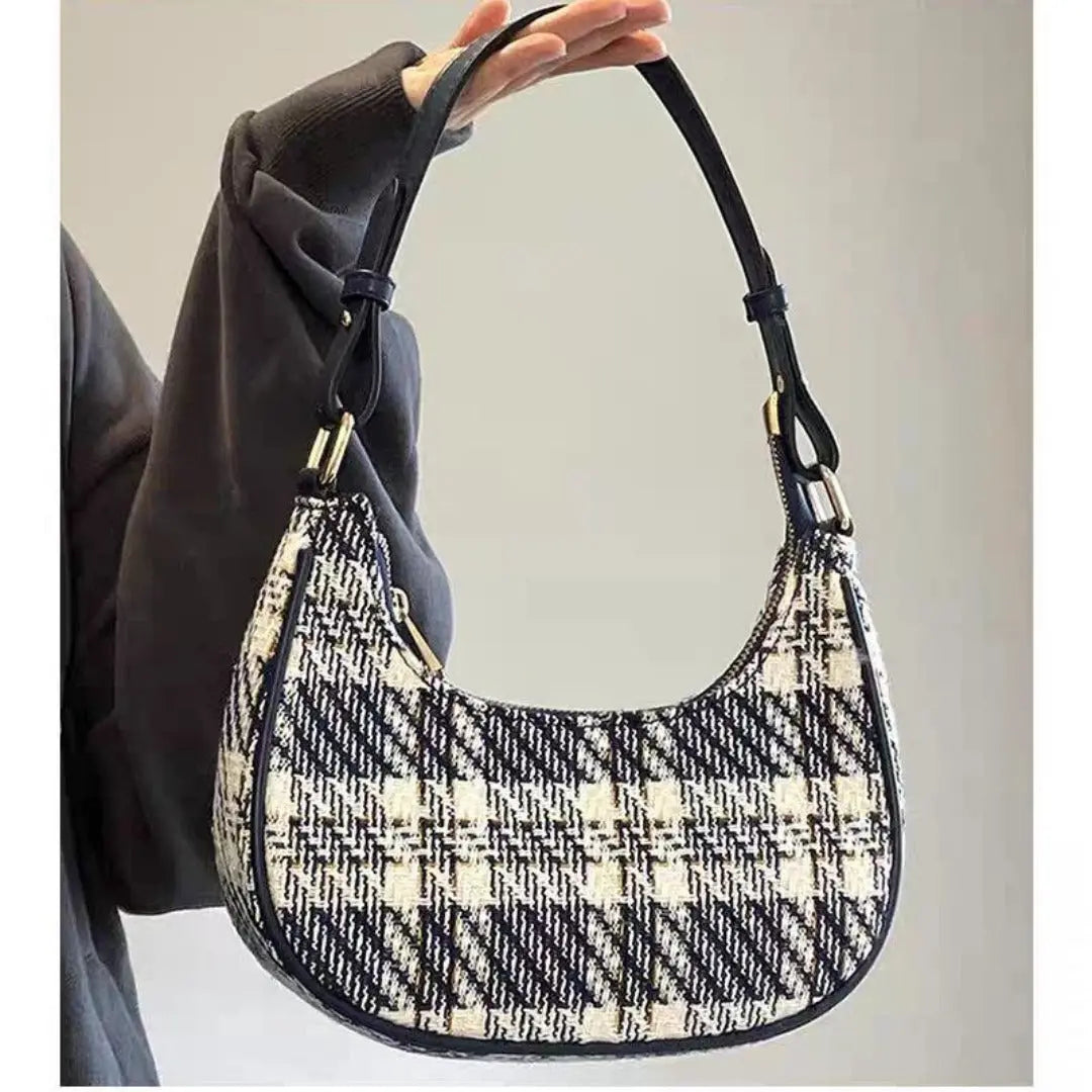 Designer women's bag summer, fashionable versatile plaid hobo bag small, crescent underarm handbag, small shoulder purse for women Plush Fashion Hub