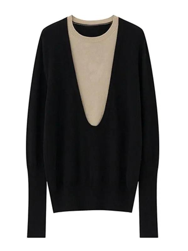 Fake Two Piece Knitted Sweater Plush Fashion Hub