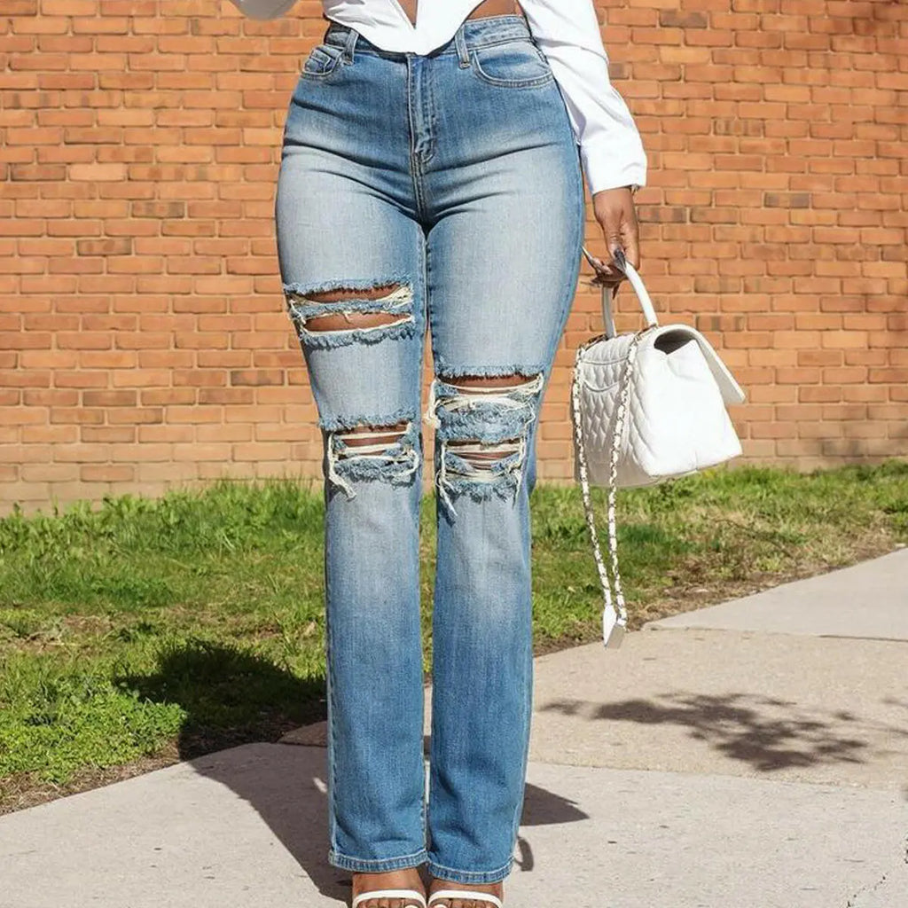 Fashion Women's Stretch Denim Trousers Plush Fashion Shop