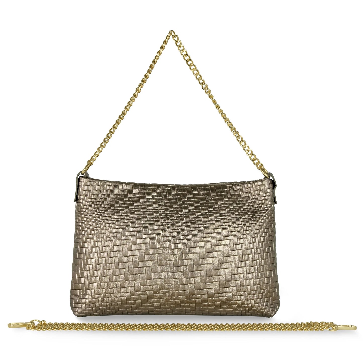 Grid Metallic Suede Leather Crossbody Bag TAKEASY