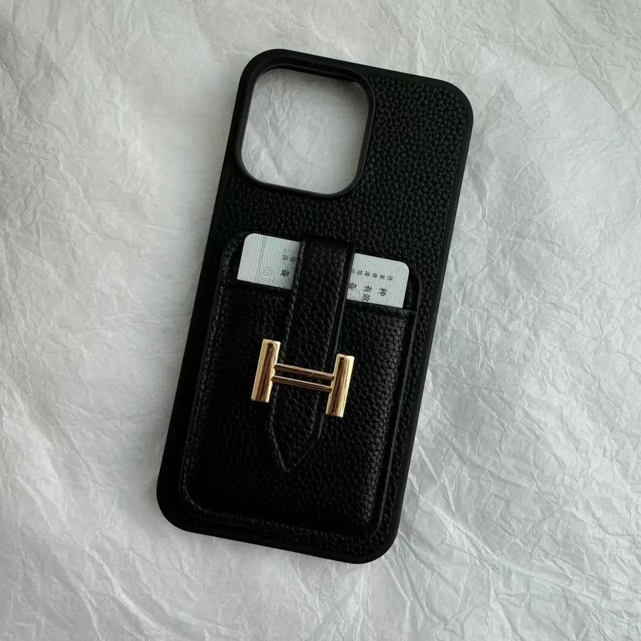 H Leather Card Back Phone Case PAINEVIDA