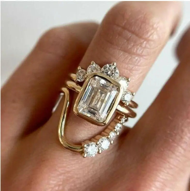 Heavy Industry Ring Classical Style Inlaid Zircon Advanced Sense.