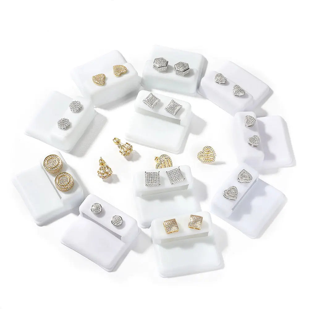 Hip Hop diamond-encrusted 925 silver stud earrings nowadaysfashion