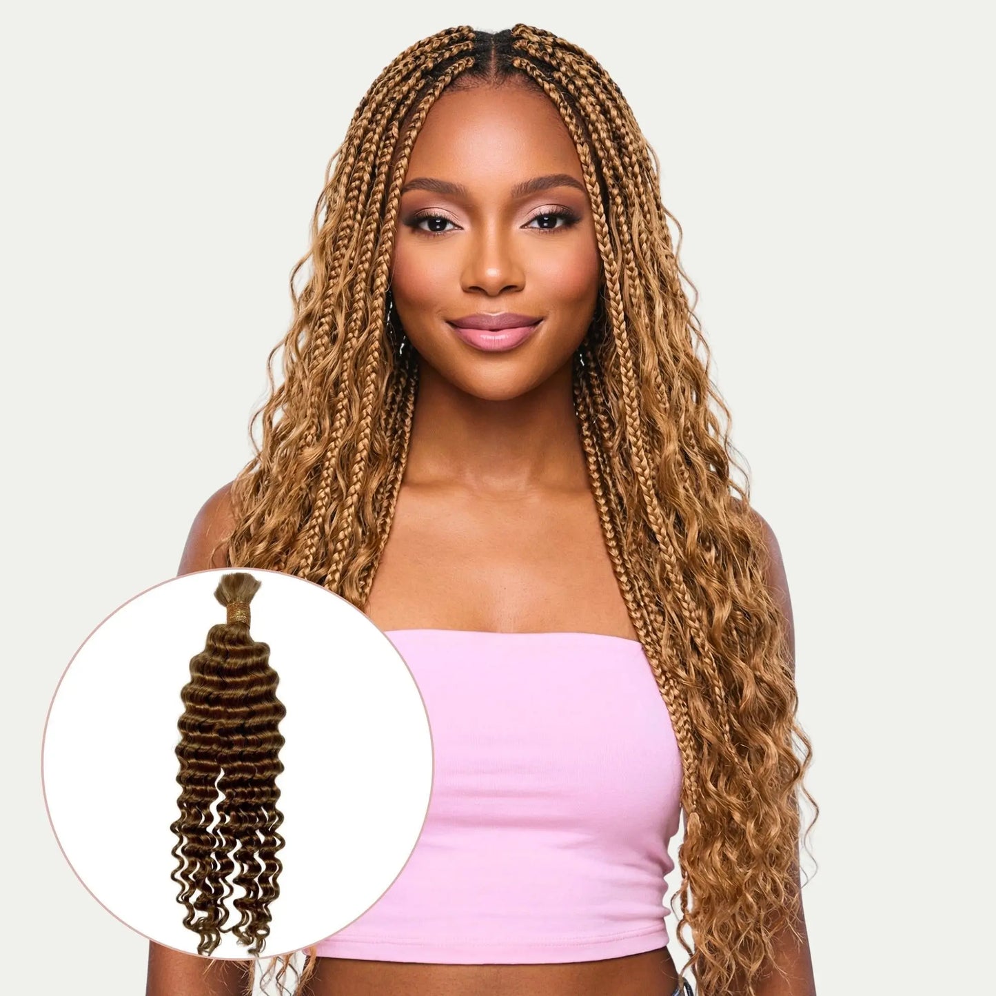 Honey Blonde Deep Wave 27 Bulk 100% Human Braiding Hair Private Label