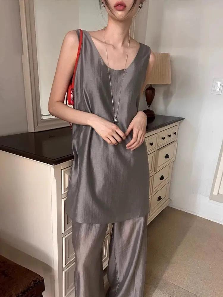 Ice Silk Vest + Casual Trousers Two-Piece Set Plush Fashion Hub