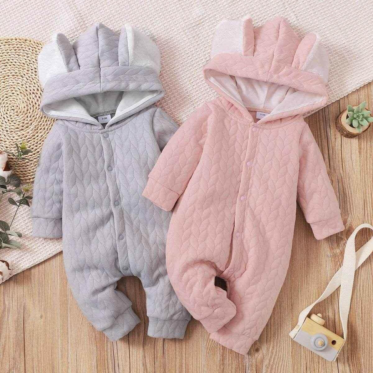 Infant Hooded Romper - Stylish and Cozy Outer Wear for Your Baby.