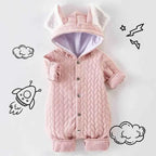 Infant Hooded Romper - Stylish and Cozy Outer Wear for Your Baby.
