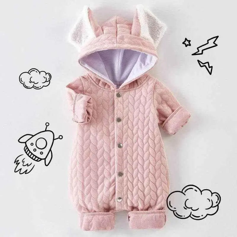 Infant Hooded Romper - Stylish and Cozy Outer Wear for Your Baby.