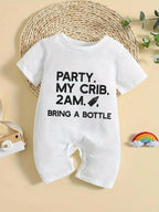 Infant Party My Crib Bodysuit - Comfy Short Sleeve Onesie for Babies.