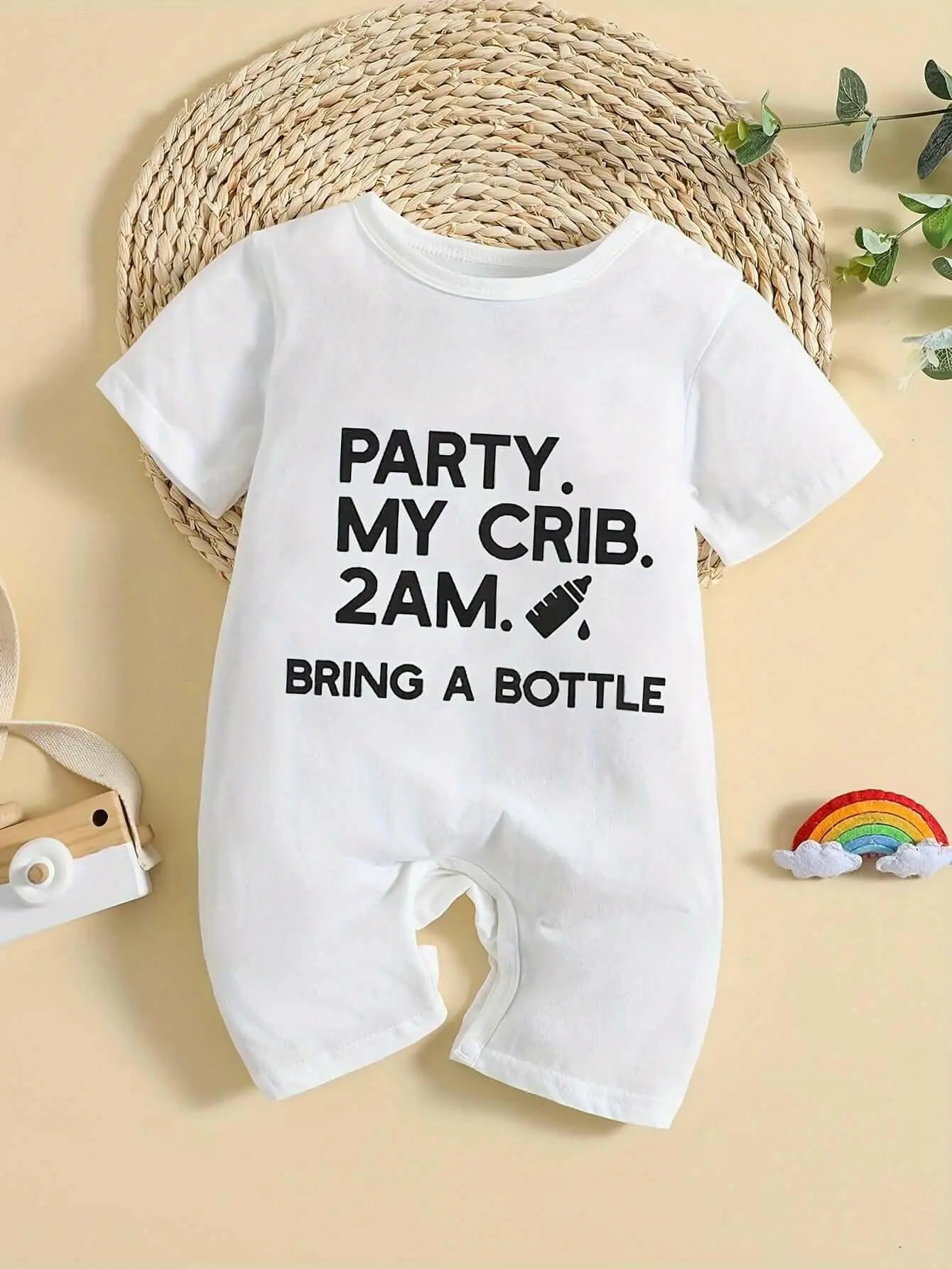 Infant Party My Crib Bodysuit - Comfy Short Sleeve Onesie for Babies.