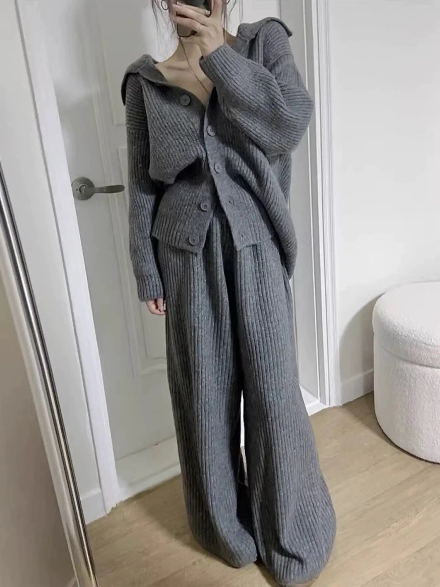 Knitted Cardigan Sweater + Trousers Two-Piece Set PAINEVIDA 59.99