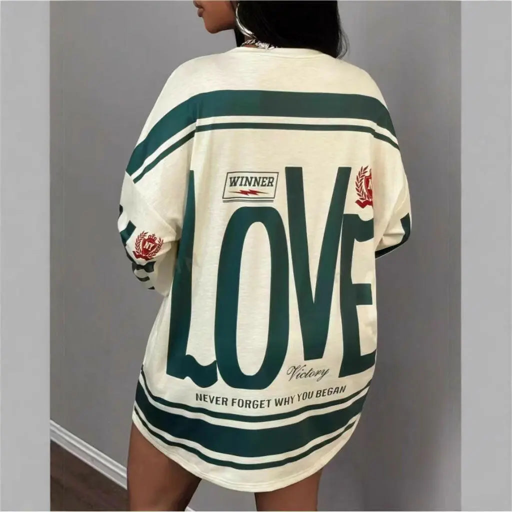 Ladies  Lazy Loose Casual Letter Print Long Sleeve Shirt Plush Fashion Shop