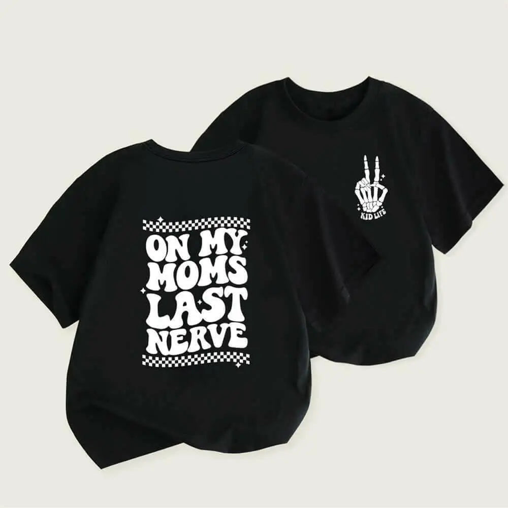 Letter Print Casual Round Neck Children T-shirt.