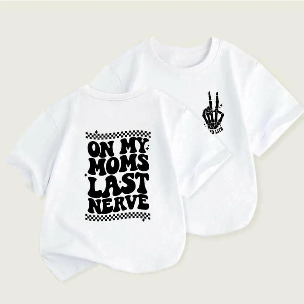 Letter Print Casual Round Neck Children T-shirt.