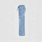 Light Blue Wide Leg Pocket Casual Jeans Plush Fashion Shop
