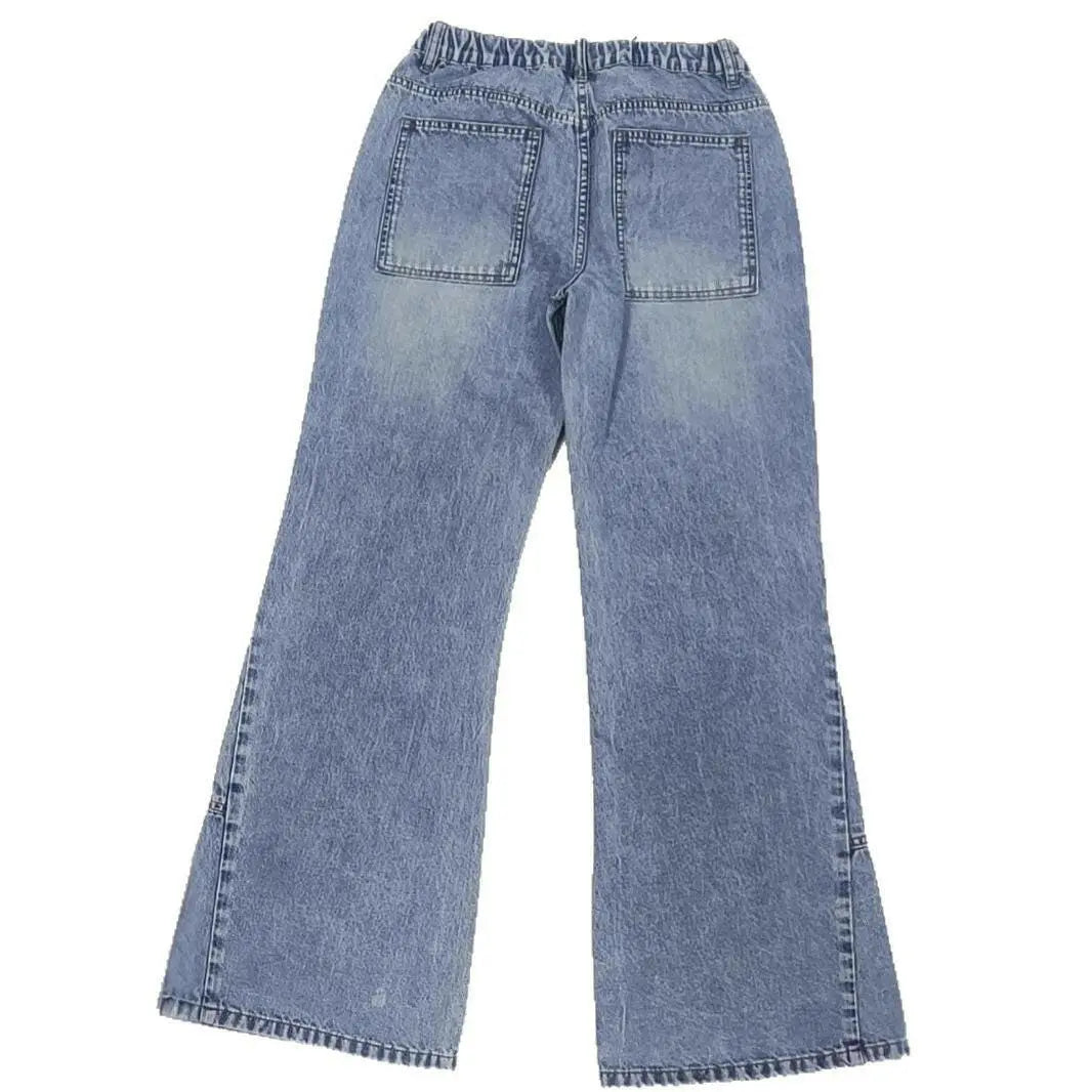 Light Blue Wide Leg Pocket Casual Jeans Plush Fashion Shop
