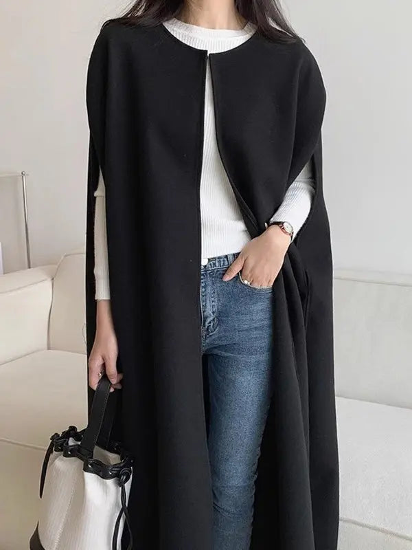 Loose Cape Style Long Woolen Sleeveless Coat Plush Fashion Hub