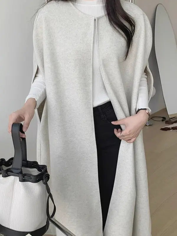 Loose Cape Style Long Woolen Sleeveless Coat Plush Fashion Hub