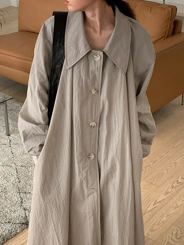 Loose Lapel Single-breasted Shirt Dress Trench Coat Plush Fashion Hub