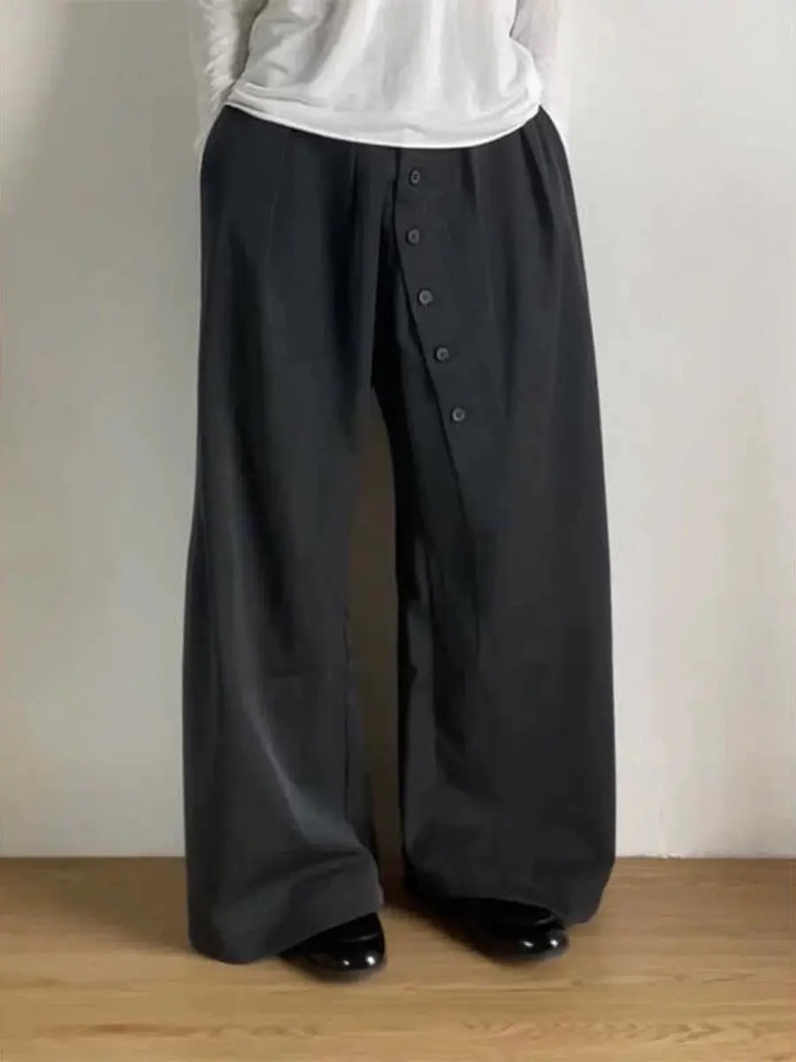 Loose Long Buttons Suit Trousers Plush Fashion Hub